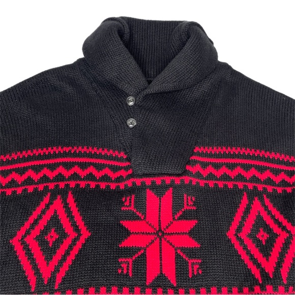 Polo Ralph Lauren Black Red Snowflake Knit Sweater - Picture 4 of 6